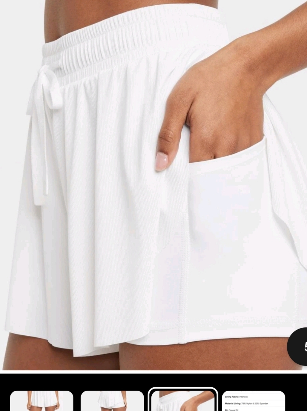 Joy Lab Women's High Rise Double Layer Run Shorts White Large Running Gym NEW - Picture 3 of 15